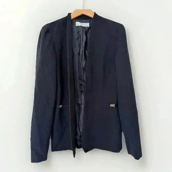 Tahari ASL Womens Blazer Black Size 4 Gold Detailing Business Casual - Picture 1 of 6